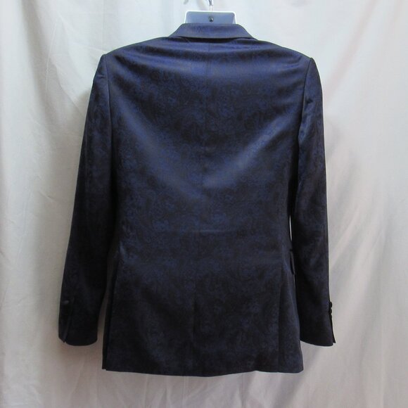 Egara Men's Navy Blue Jacquard Dinner Paisley Blazer Tuxedo Jackets Size 36 Reg. - Picture 2 of 11